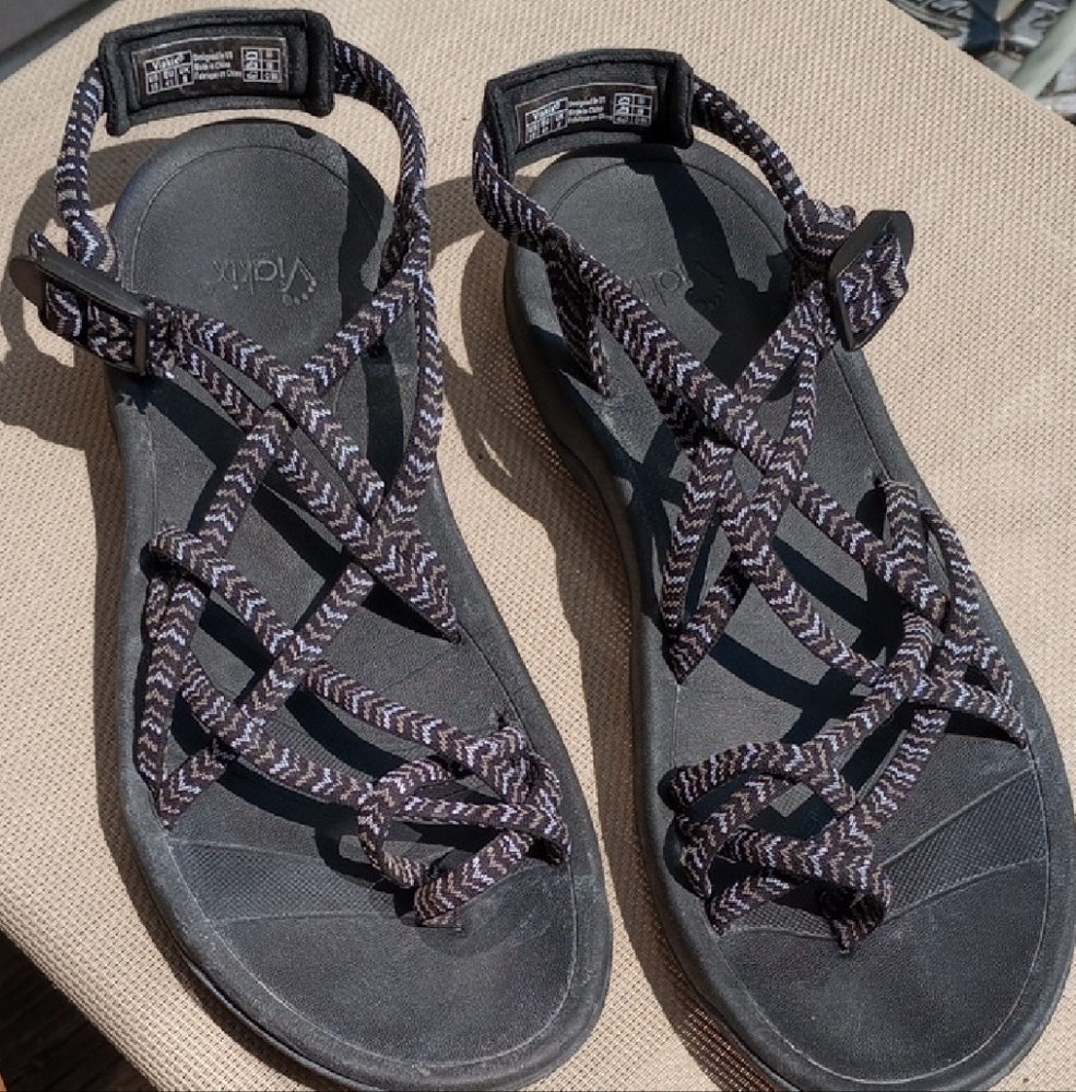 Viakix Black and Gray Women's Strappy Sandals